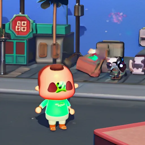 Prompt: terminator in animal crossing