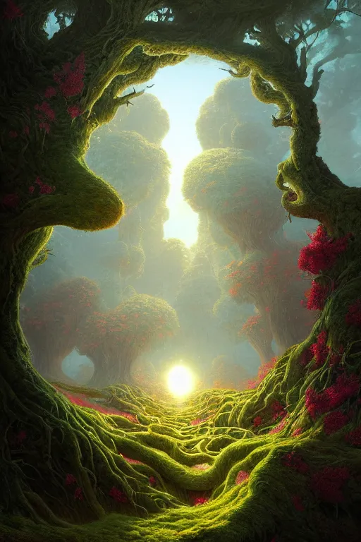 Image similar to a beautiful digital illustration painting of a detailed roots, fantasy druid realm by benoit b. mandelbrot, steven belledin, martin johnson heade, lee madgwick, caspar david friedrich, and david rios ferreira. 8 k resolution trending on artstation concept art digital illustration