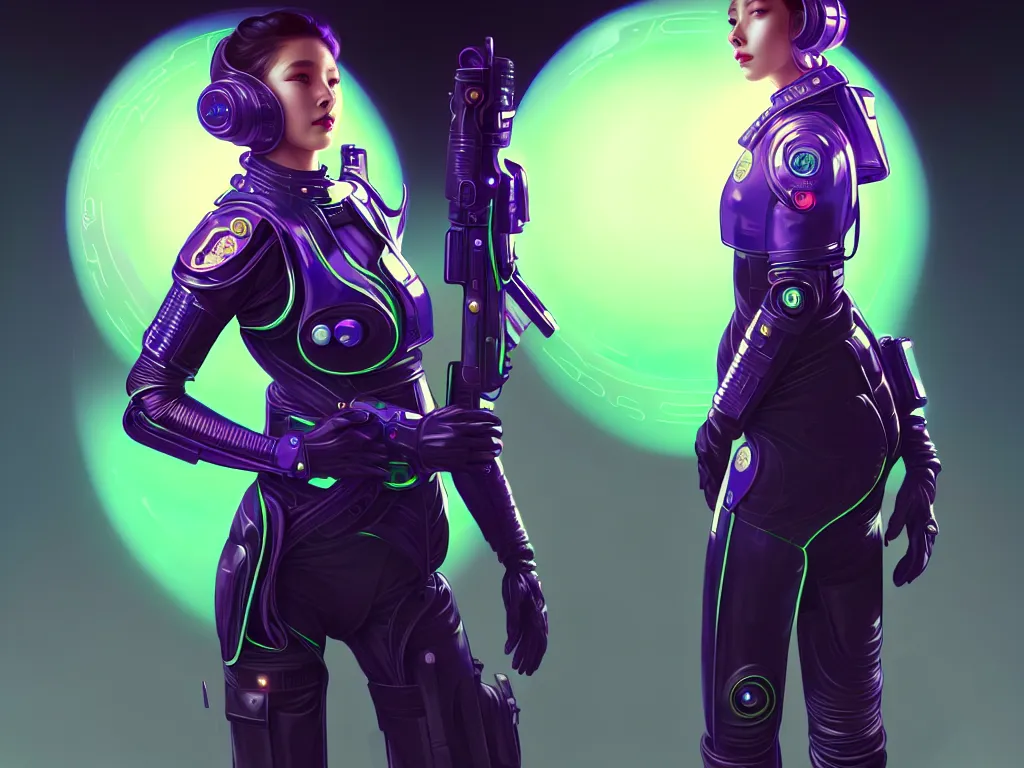 Image similar to portrait futuristic planet venus police uniform female, in a future huge spaceship internal, neon light, ssci - fi and fantasy, intricate and very very beautiful and elegant, highly detailed, digital painting, artstation, concept art, smooth and sharp focus, illustration, art by tan zi and ayanamikodon and alphonse mucha and wlop