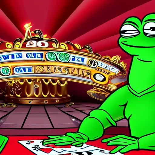 Image similar to pepe crowd in casino, gambling, casino, detailed, realistic