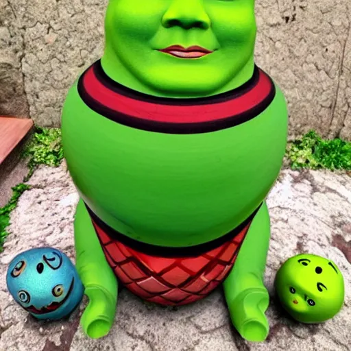 Prompt: photo of russian nesting doll that looks like shrek