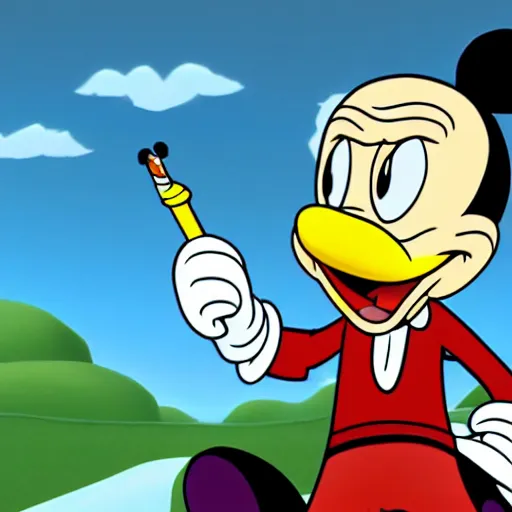 Image similar to walter white in the animation style of mickey mouse clubhouse, cartoon