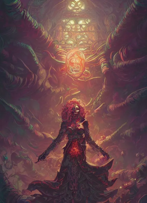 Image similar to fineart illustration of the necromancer, illustrated by ross tran and dan mumford, hyper detailed, fantasy surrealism, crisp