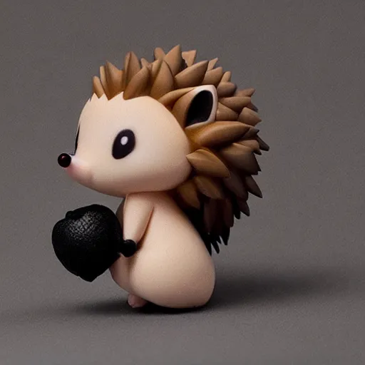 Image similar to high quality portrait flat matte painting of cute Hedgehog body entwined with black fog, in the style of nendoroid and Toon , flat anime style, thick painting, medium close-up