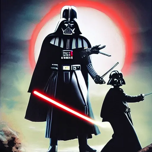 Image similar to darth vader fighting against anakin skywalker