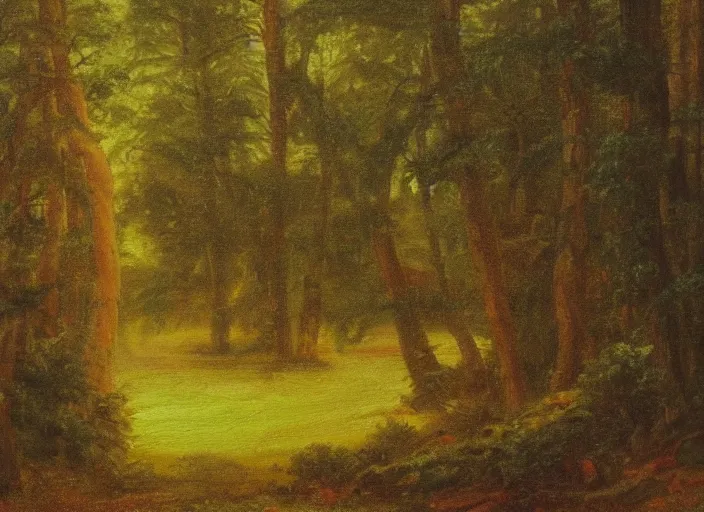 Prompt: the black forest, germany in the style of hudson river school of art, oil on canvas