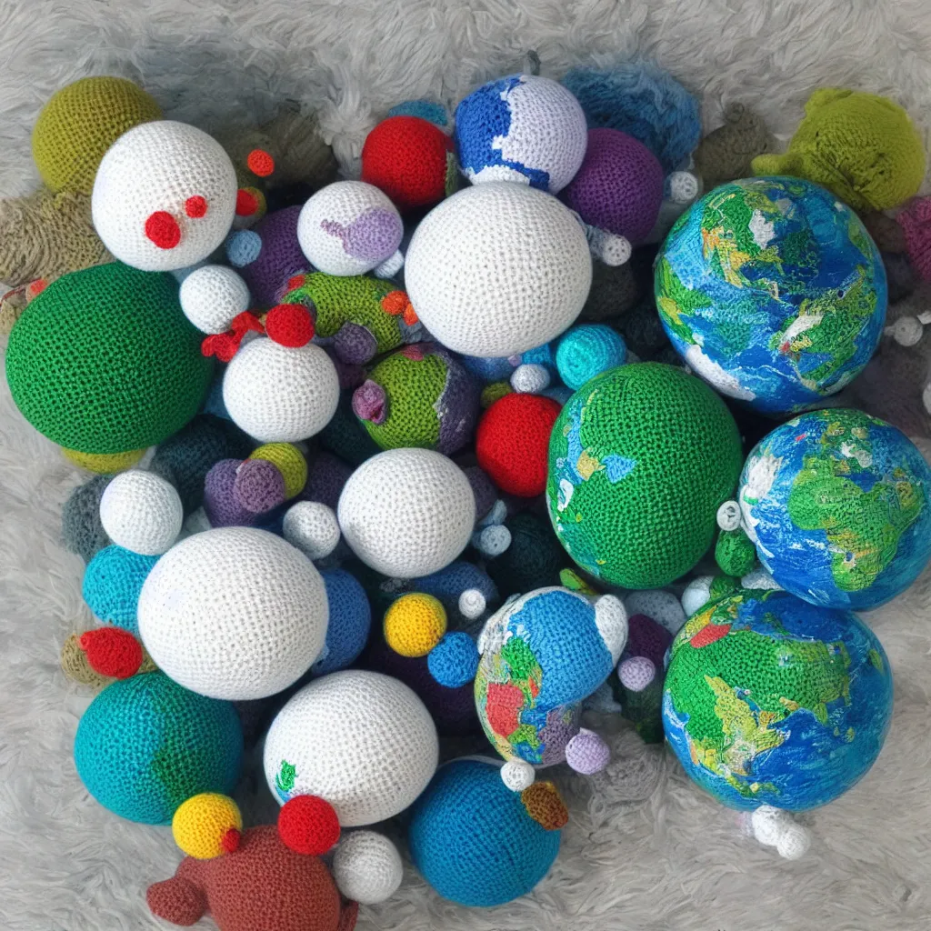 Image similar to Planet Earth, amigurumi, white background, 3d