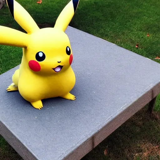 Prompt: Pikachu Sculpture made out of cardboard