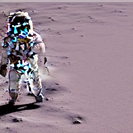 Image similar to an astronaut walking on a planet, 3 d render