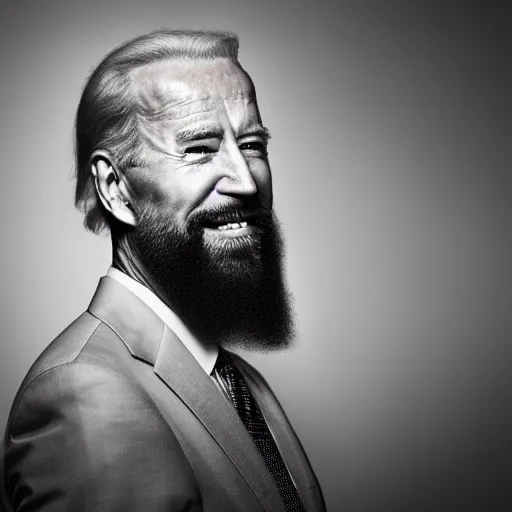 Prompt: 4 k portrait sony a 7 f 2. 8 wide angle of president joe biden as a taliban leader with a beard getting freaky in kuwait with sand storm desert lighting