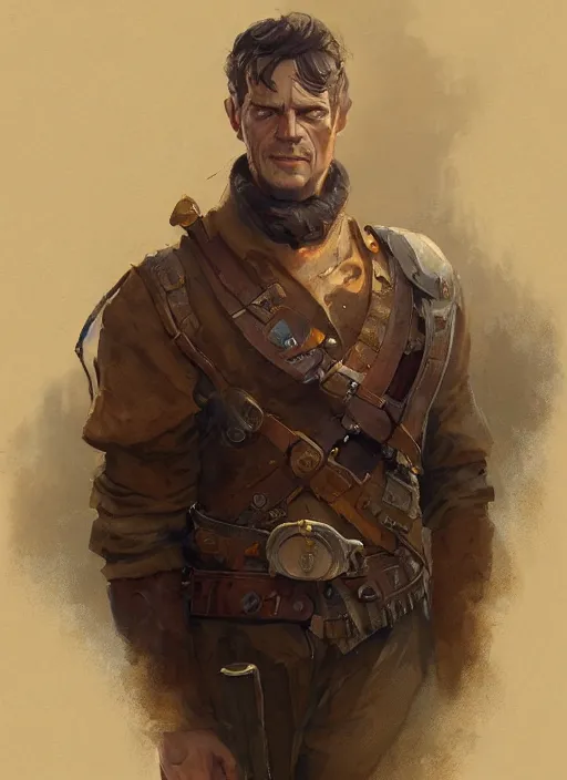 Image similar to a portrait of sam vimes, beautiful painting with highly detailed face by greg rutkowski and magali villanueve