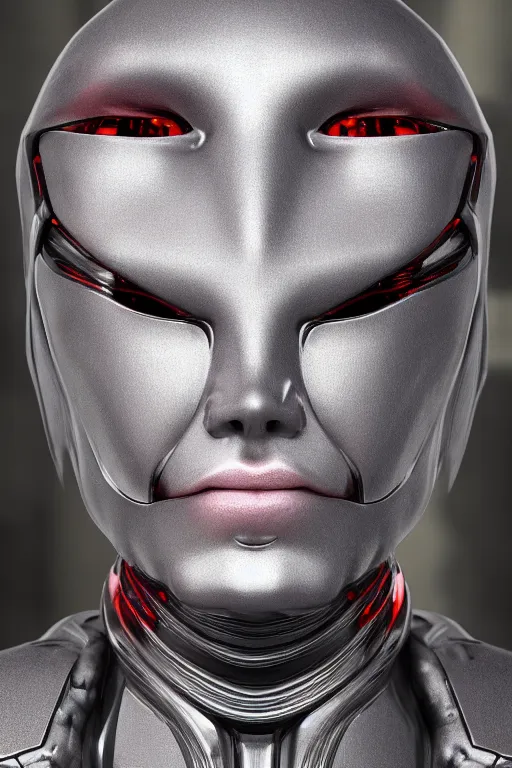 Prompt: humanoid creature with a chrome body made from gray jelly smooth face, cyberpunk, realistic, high definition, many details, symmetrical face, realistic eyes, unreal engine art 5