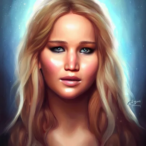 Prompt: portrait of jennifer lawrence by charlie bowater