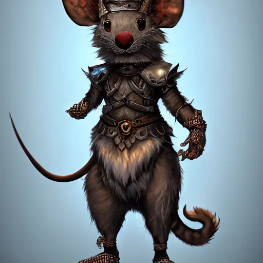 Image similar to a full body shot of an anthro furry rat wearing a fantasy armor, fantasy, artstation, furry art, furaffinity, deviantart, symmetrical, highly detailed, award winning, trending