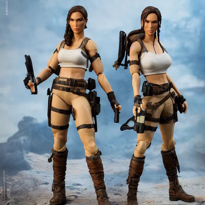 Image similar to a hot toys figure of lara croft, figurine, detailed product photo