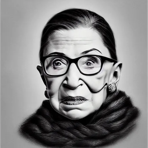 Image similar to amazing lifelike award winning pencil illustration of Ruth bader Ginsburg trending on art station artgerm Greg rutkowski cinematic