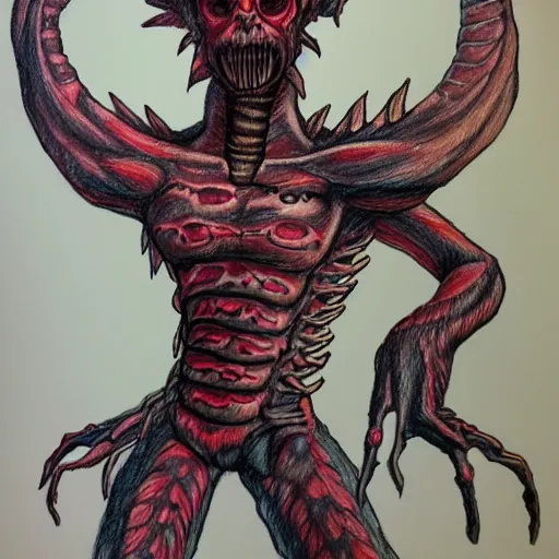 Prompt: crayon drawing of demogorgon anatomy