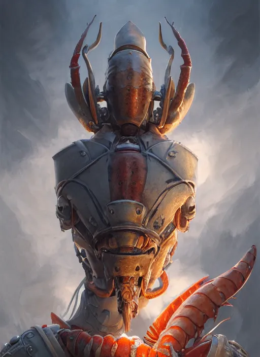 Image similar to subsurface scattering, white, lobster, centurion with face armor, by jesper ejsing, justin gerard, tomasz alen kopera, cgsociety and fenghua zhong, highly detailed, rim light, cinematic lighting, illustration, art, octane render, very coherent, cinematic, hyper realism, high detail, octane render, 8 k