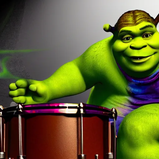 Image similar to shrek playing drums