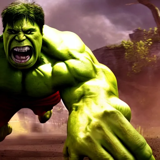 Image similar to the incredible hulk as the thing, photorealistic, unreal engine, hyper detailed, 4k