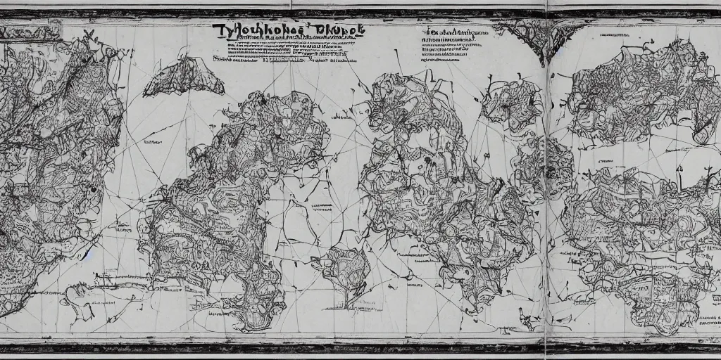 Image similar to technical drawing of dolomites and tyrolean folklore masks, multiple layers, detailed map, notes, stylized, blueprint, black and white, old, erosion