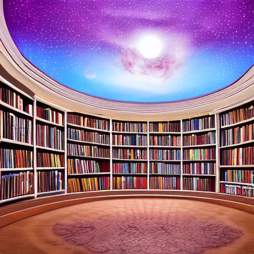 Prompt: professional digital art of an infinite library filled with floating ringed planets, fancy library, cozy, fairy lights, fantasy, high quality, hd, 4 k, 8 k