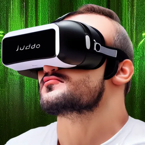 Prompt: judeo christian god with VR headset