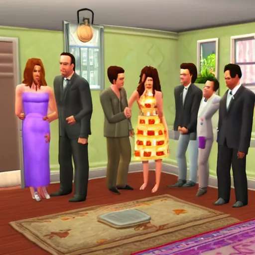 Prompt: cast of Seinfeld in The Sims 2
