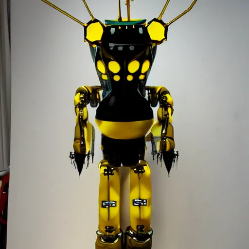 Prompt: lifesized robotic queen bee, detailed, cyberpunk