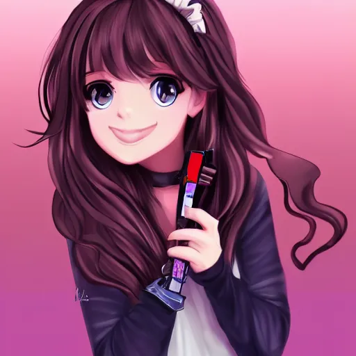 Image similar to portrait of a cute beautiful girl holding a balisong, anime digital art,