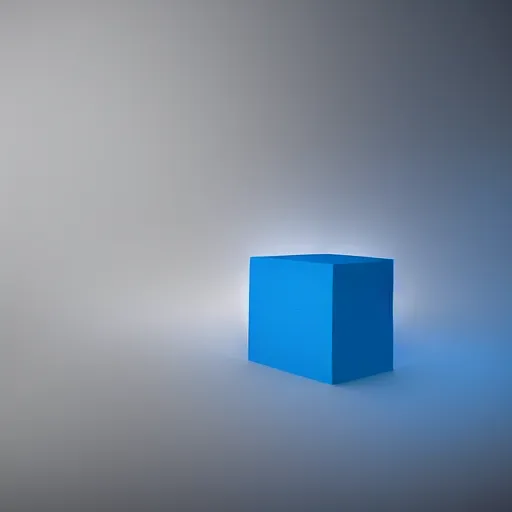 Image similar to blue cube, studio light, white backdrop, octane render