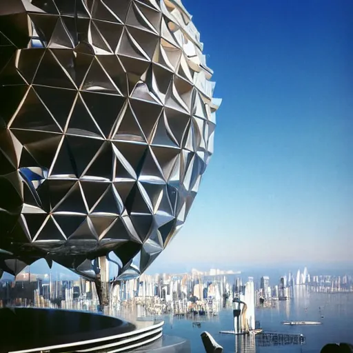 Image similar to futuristic building by buckminster fuller and syd mead, intricate contemporary architecture, photo journalism, photography, cinematic, national geographic photoshoot