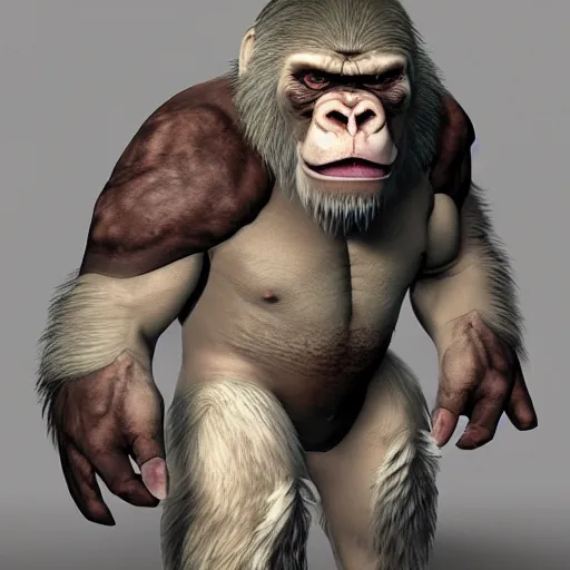 Prompt: angry old tough rough looking albino gorilla. scars, scary, gruffness, interesting 3 d character concept by square enix, in the style of league of legends, hyper detailed, character modeling, cinematic, final fantasy, video game character concept, ray tracing, fur details, maya, c 4 d