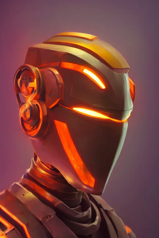 Image similar to epic mask helmet robot ninja portrait stylized as fornite style game design fanart by concept artist gervasio canda, behance hd by jesper ejsing, by rhads, makoto shinkai and lois van baarle, ilya kuvshinov, rossdraws global illumination radiating a glowing aura global illumination ray tracing hdr render in unreal engine 5