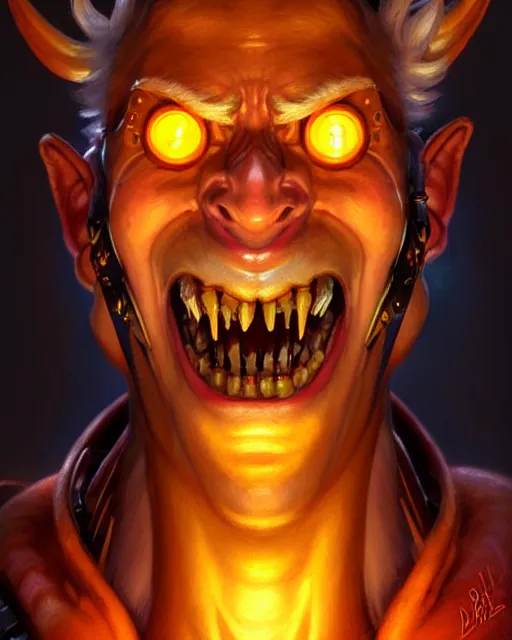 Image similar to junkrat from overwatch, character portrait, portrait, close up, fantasy art, sci - fi art, radiant light, caustics, by boris vallejo