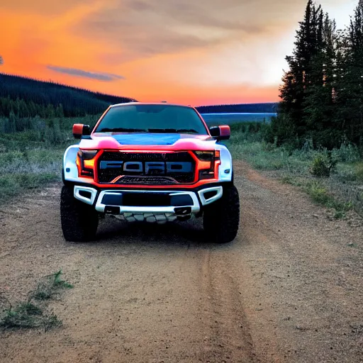 Image similar to ford raptor in alberta at sunset