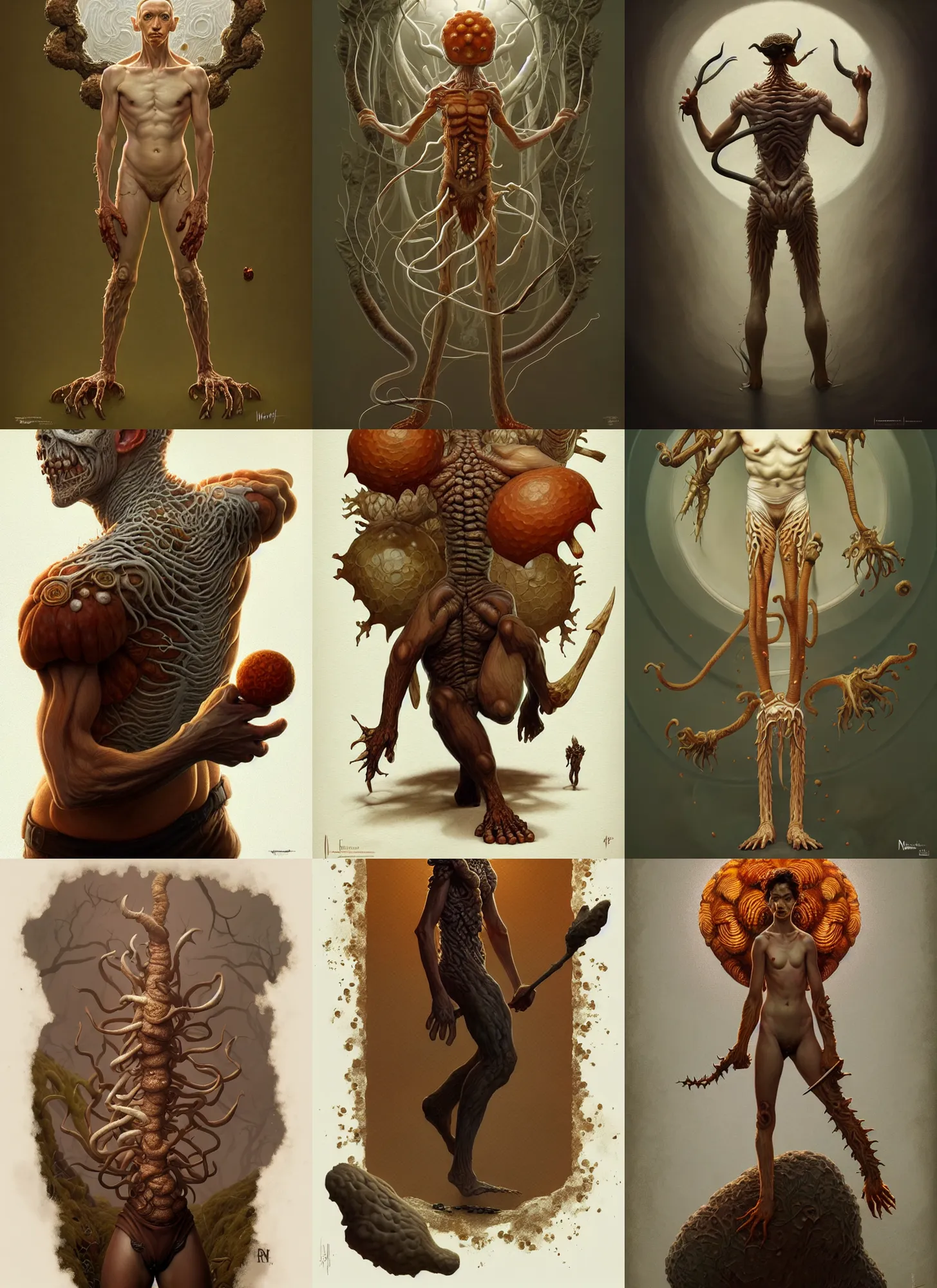 Prompt: full - body d & d fungi mutant on white background, intricate, highly detailed, digital painting, artstation, concept art, smooth, sharp focus, illustration, art by norman rockwell emiliano ponzi andrey remnev yoann lossel aaron jasinski, 8 k