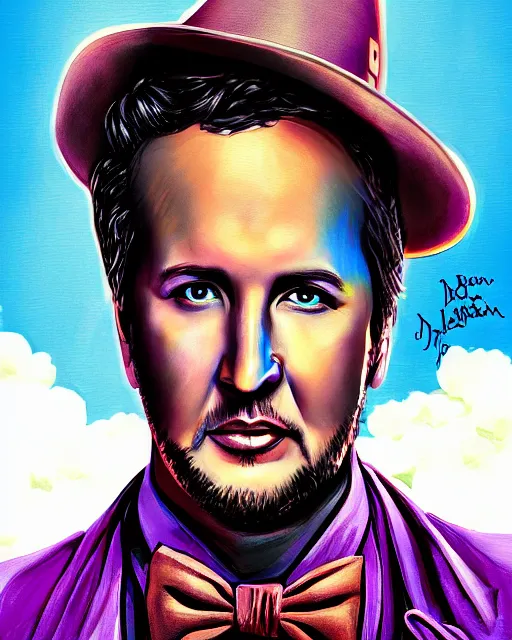 Image similar to Luke Bryan as Willy Wonka, digital illustration portrait design, detailed, gorgeous lighting, dynamic portrait