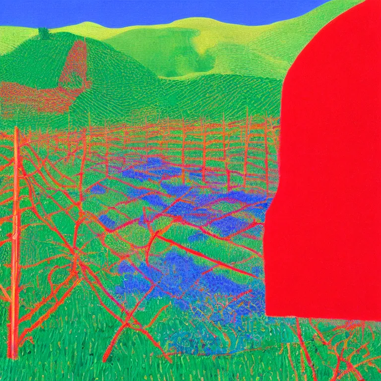 Prompt: dreaming from a new economy and a new financial system for high precision farming, painted by David Hockney, airbrush