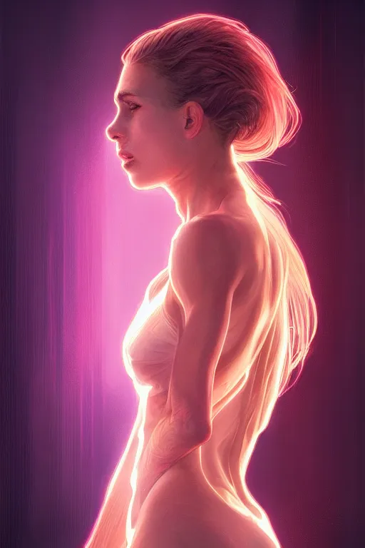 Prompt: portrait beautiful female formula one car-racer, at racer track, formula one car, ssci-fi, fantasy, intricate, very very beautiful, elegant, human anatomy, neon light, highly detailed, digital painting, artstation, concept art, soft light, smooth, sharp focus, illustration, art by tian zi and WLOP and alphonse mucha