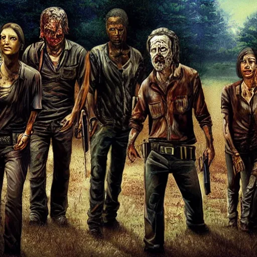 Image similar to The Walking dead 4k oil painting