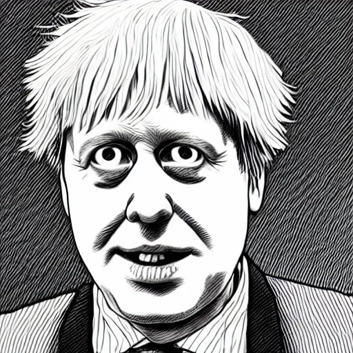 Image similar to Boris Johnson by Junji Ito