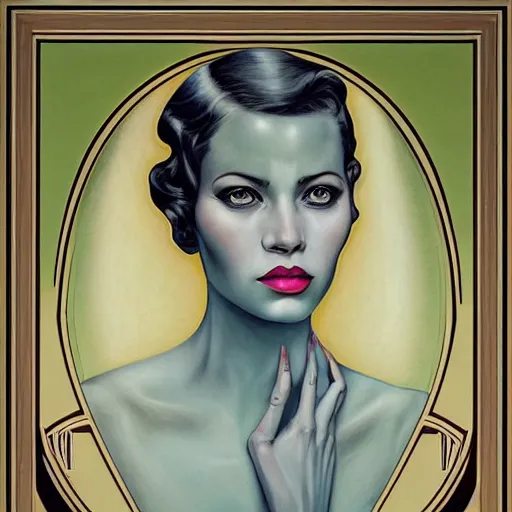 Image similar to an art nouveau, ( streamline moderne ), multi - racial portrait in the style of anna dittmann and donato giancola and chanthara. very large, clear, expressive, and intelligent eyes. centered, ultrasharp focus, dramatic lighting, photorealistic digital matte painting, intricate symmetrical ultra detailed background.