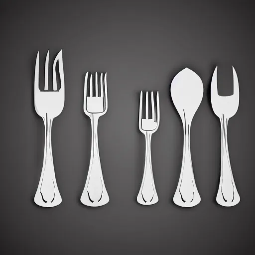 Prompt: gamer fork and knife set by razor, photorealistic, 4k, black background