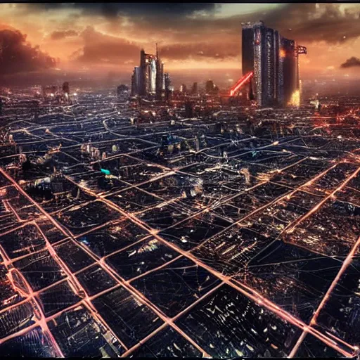 Image similar to large and vast cyberpunk city : : photo mosaic