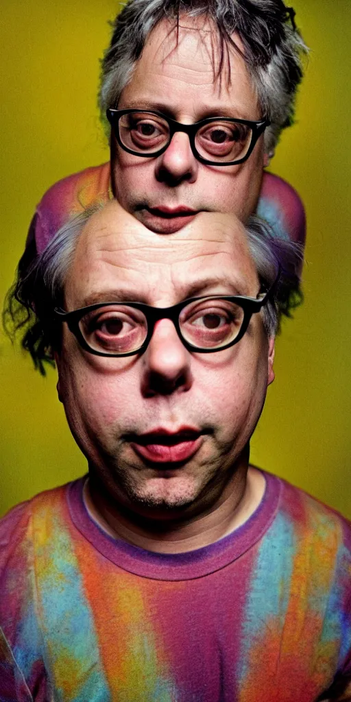 Prompt: award winning photo of marc ribot todd solondz, vivid colors, happy, symmetrical face, beautiful eyes, studio lighting, wide shot art by sally mann & arnold newman