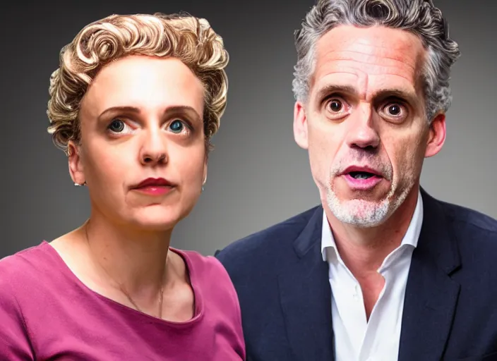 Prompt: photo still of woman!!!! jordan peterson!!!! dressed as a woman dressed as a woman, 8 k, studio lighting