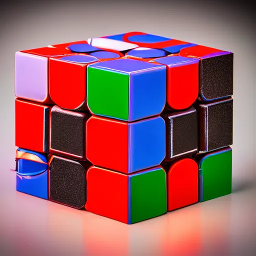 Prompt: rubix cube food, michelin star, high end food photography, bright colors, dynamic lighting