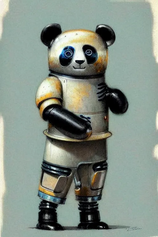 Image similar to ( ( ( ( ( 1 9 5 0 s retro future robot android aluminum panda. muted colors. ) ) ) ) ) by jean - baptiste monge!!!!!!!!!!!!!!!!!!!!!!!!!!!!!!