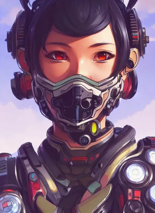 Image similar to Mechs in apex legends as an anime character digital illustration portrait design by Ross Tran, artgerm detailed, soft lighting